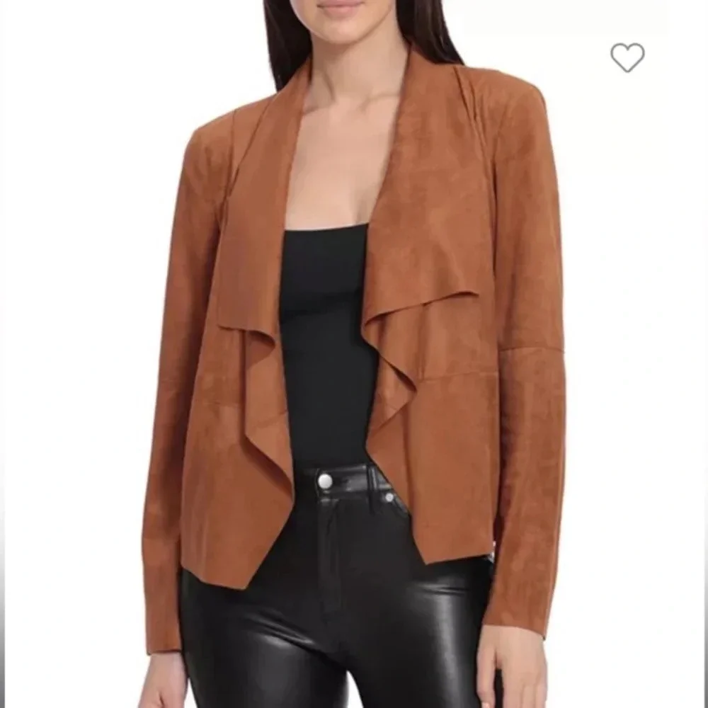 Bagatelle Faux Suede drape front jacket size large in excellent condition